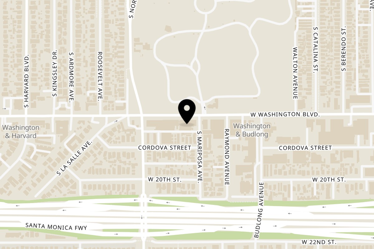 Map showing the location of Boil Daddy - Normandie & Washington on 1842 W Washington Blvd in Los Angeles